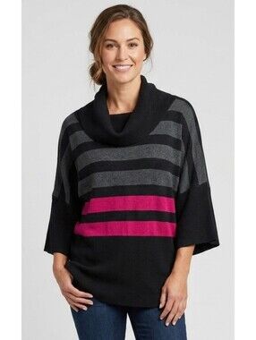 Cable & Gauge Striped Cowl Neck Sweater